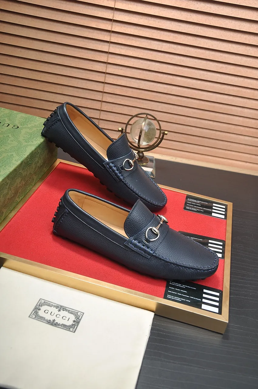 Men's Men's Shoes💰420💶【GUCCI】 (High-end Niuli) New 🍀Gucci*——Gucci Doudou Shoes! Made of imported original cowhide, the inner top layer is comfortable cowhide lining! Original wear-resistant rubber outsole! High quality products! Code number 38-44!